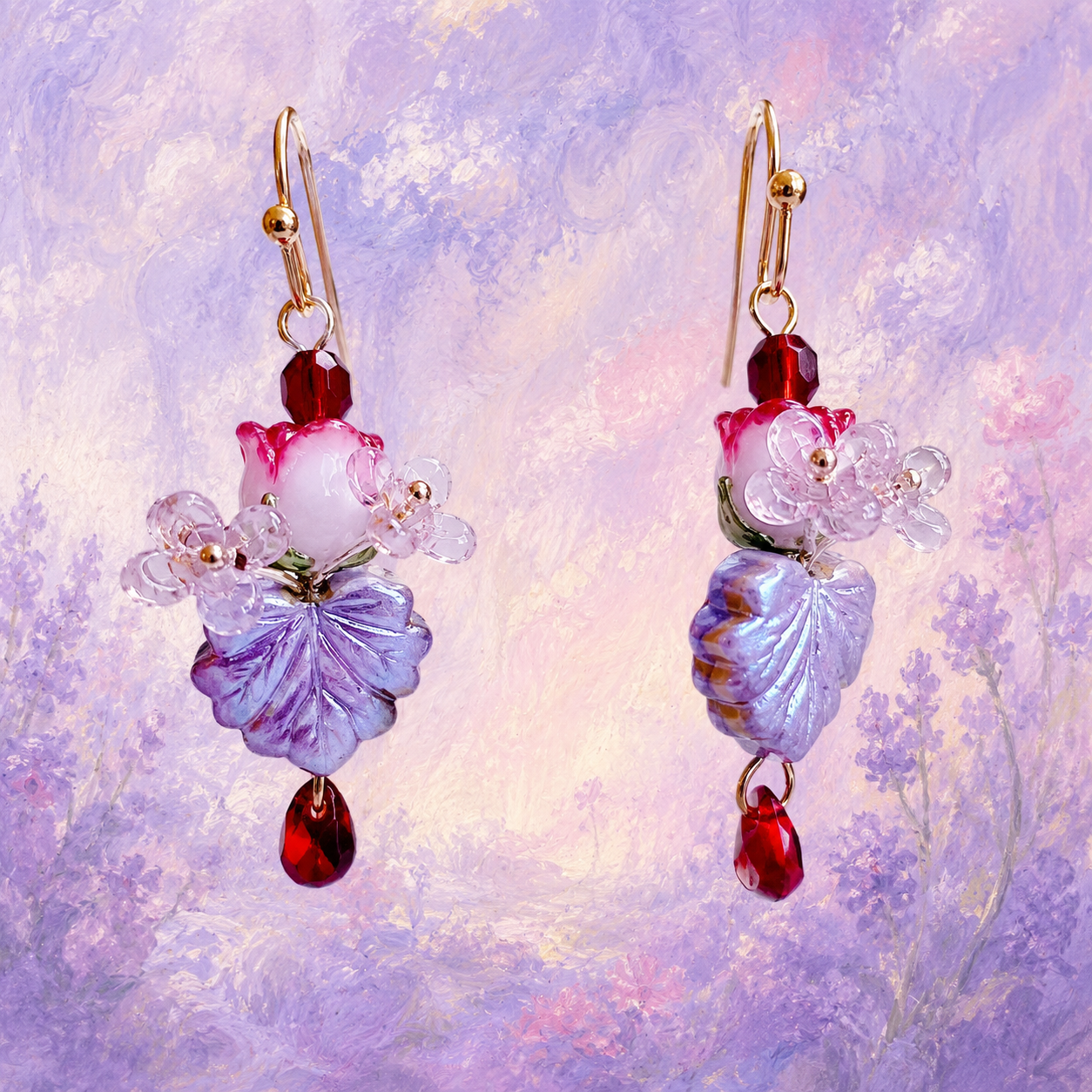 Lampwork Rose beads Earrings