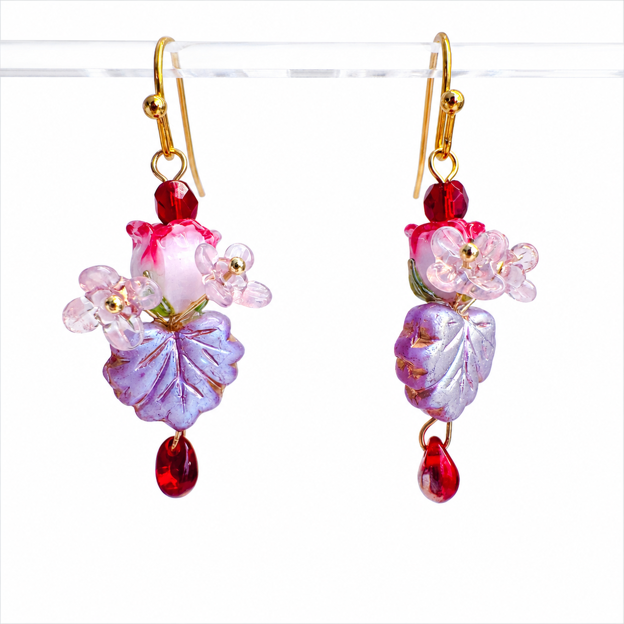 Lampwork Rose beads Earrings