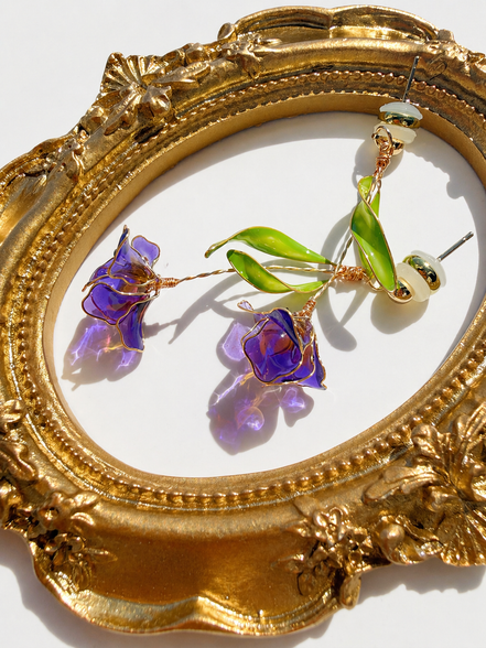 Handmade Iris Flower Earrings