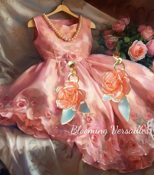 Handmade Peach Rose Earrings