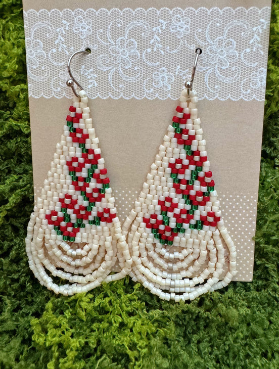 Beadwork Flower Fringe Earrings