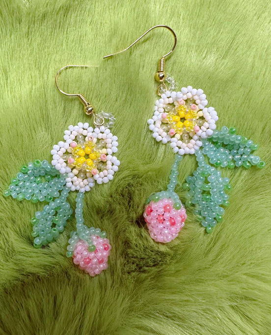 Blush Strawberry Beaded Earrings