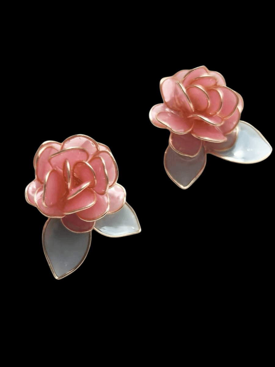 Handmade Peach Rose Earrings