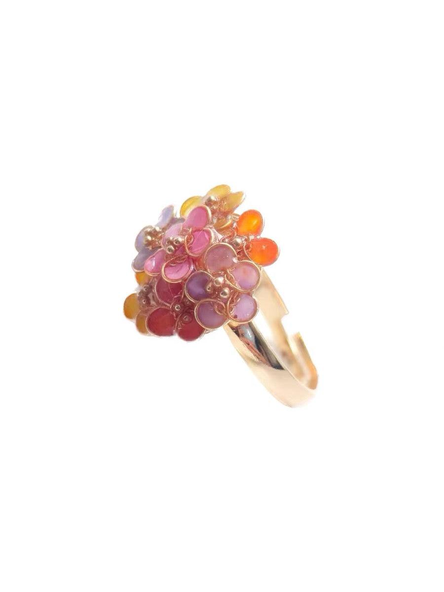 Handmade Rainbow Bloom Adjustable Ring