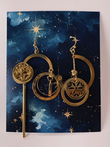 Brass Planet Galaxy Earrings, Celestial Earrings, Steampunk Metal Gear Earrings