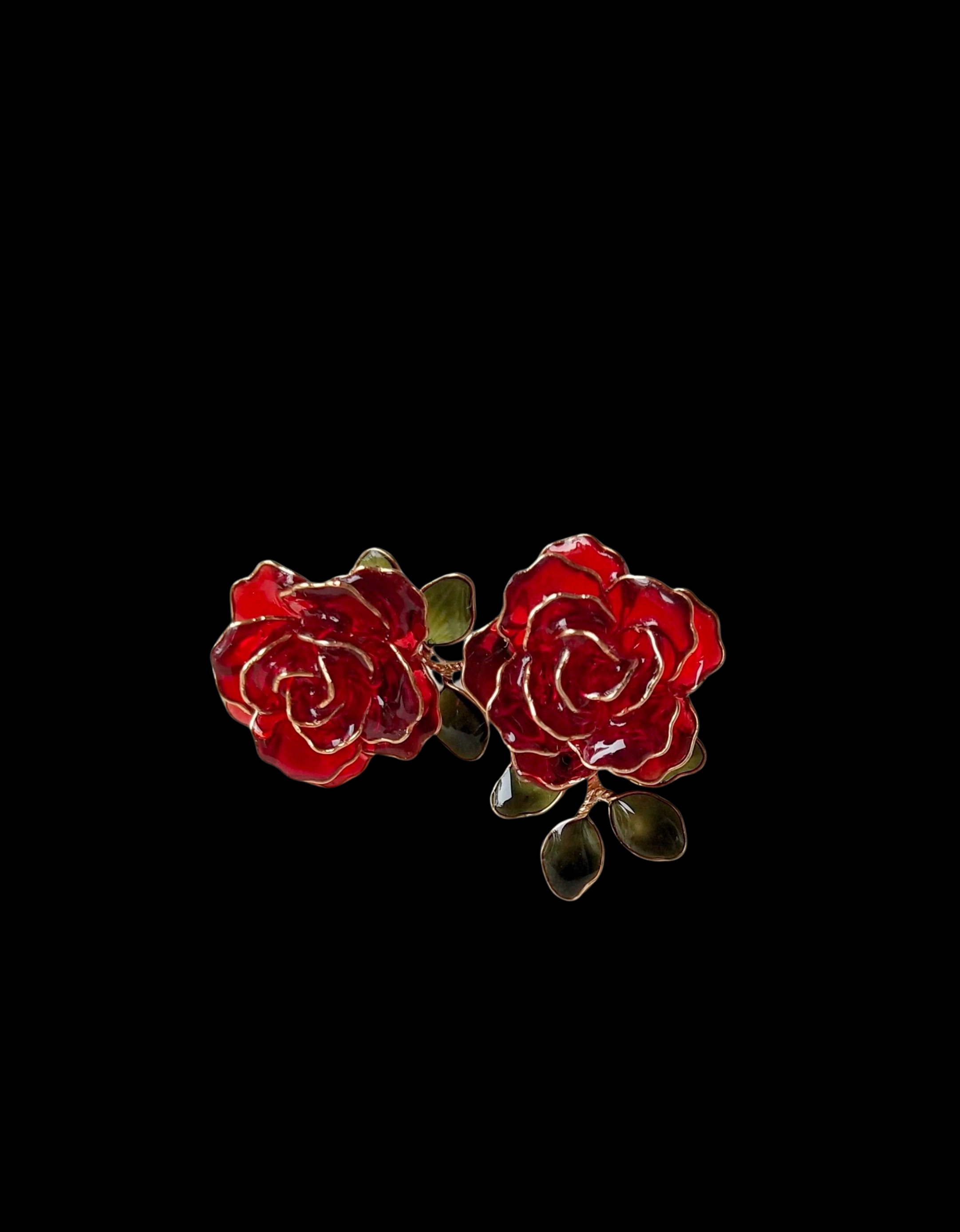 Handmade Red Rose Wire and Resin Flower Earrings