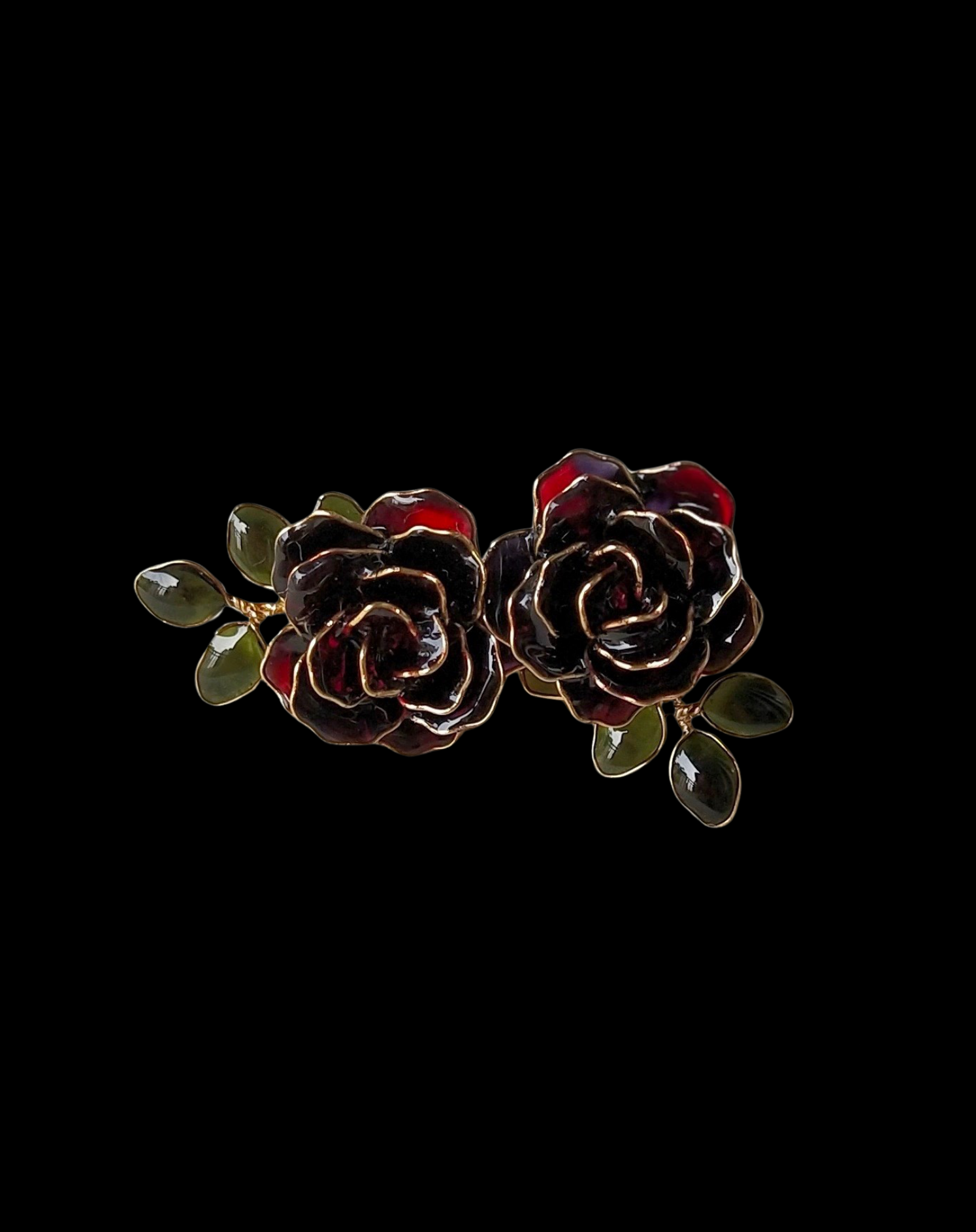 Handmade Red Rose Wire and Resin Flower Earrings