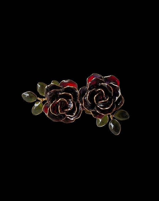 Handmade Red Rose Wire and Resin Flower Earrings