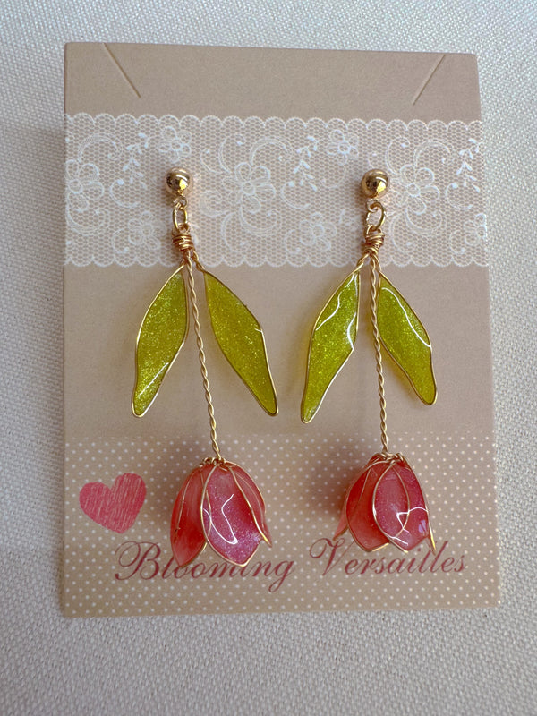 Handmade Resin Tulip Earrings