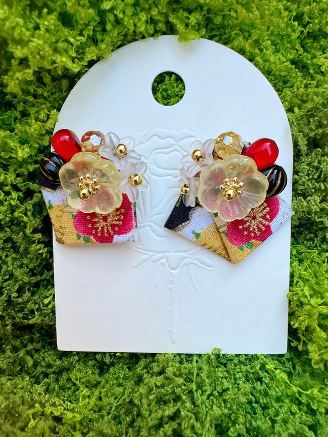 Flower Kimono Fabric Earrings
