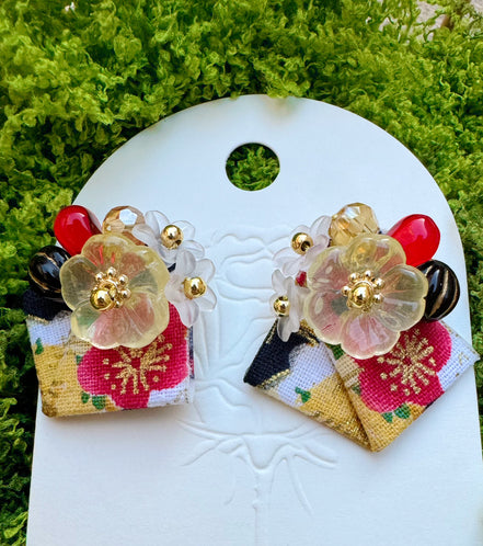 Flower Kimono Fabric Earrings