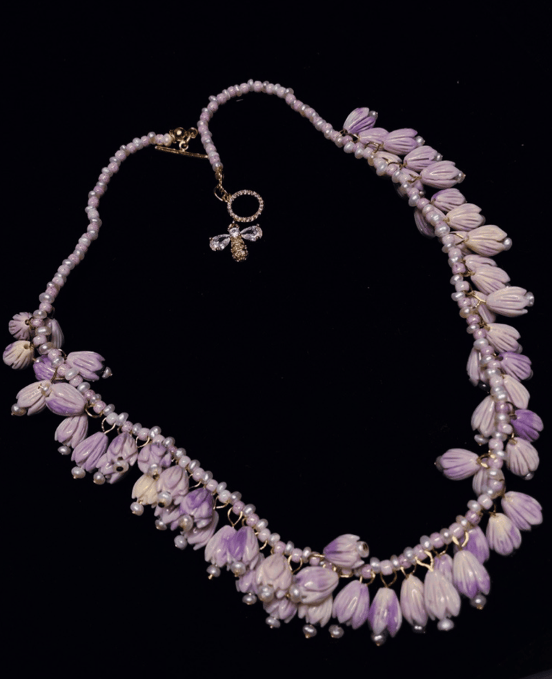 PURPLE BLOSSOM ELEGANCE: SEPHORA FLORAL BEADED NECKLACE