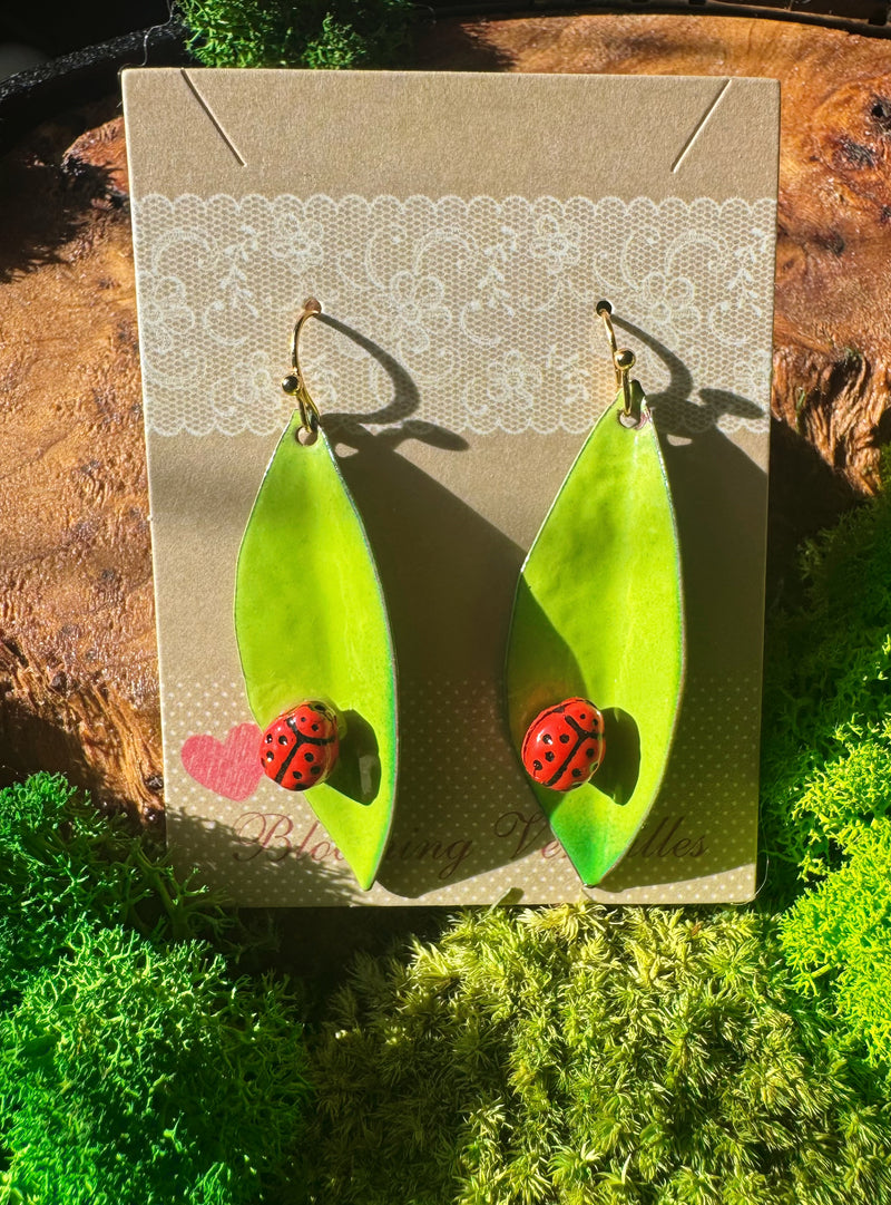 Leaf Ladybug Earrings