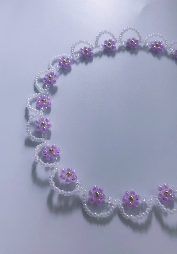 Lavender Lace Beaded Choker