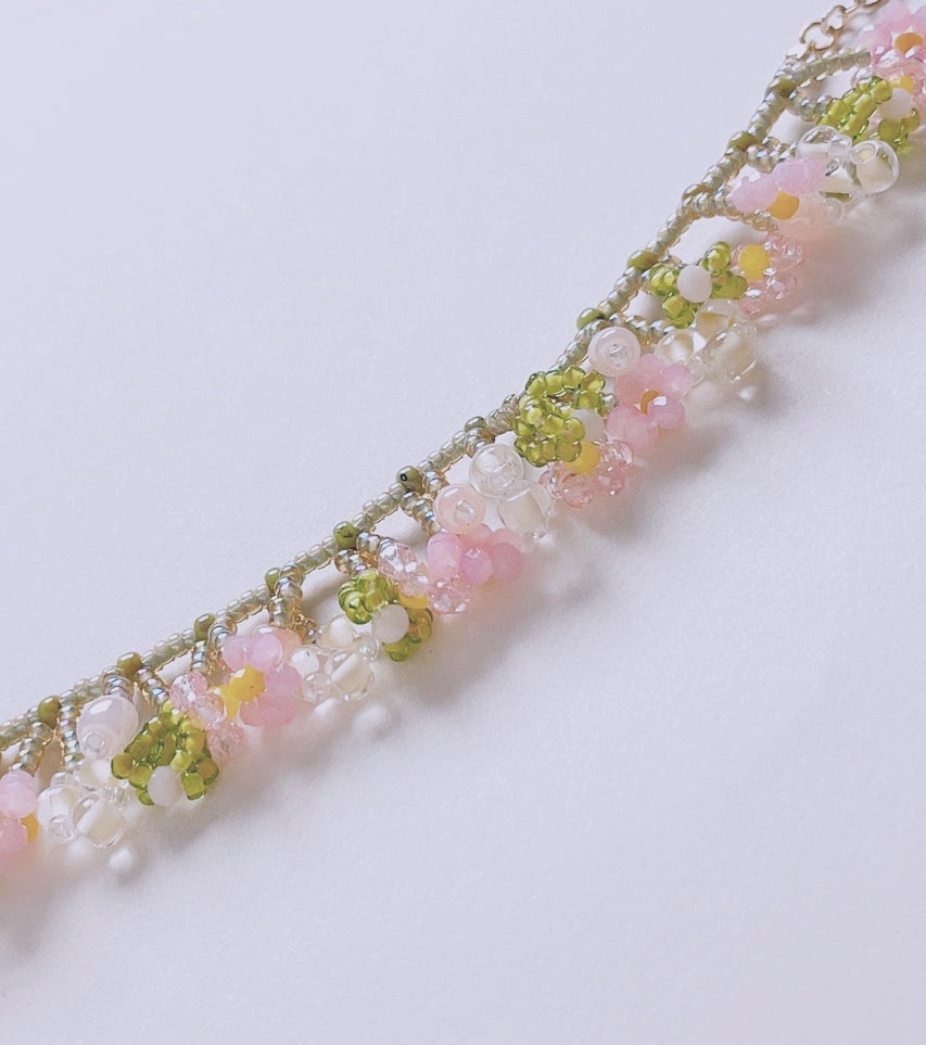 Cherry Blossom Tassel Beaded Bracelet