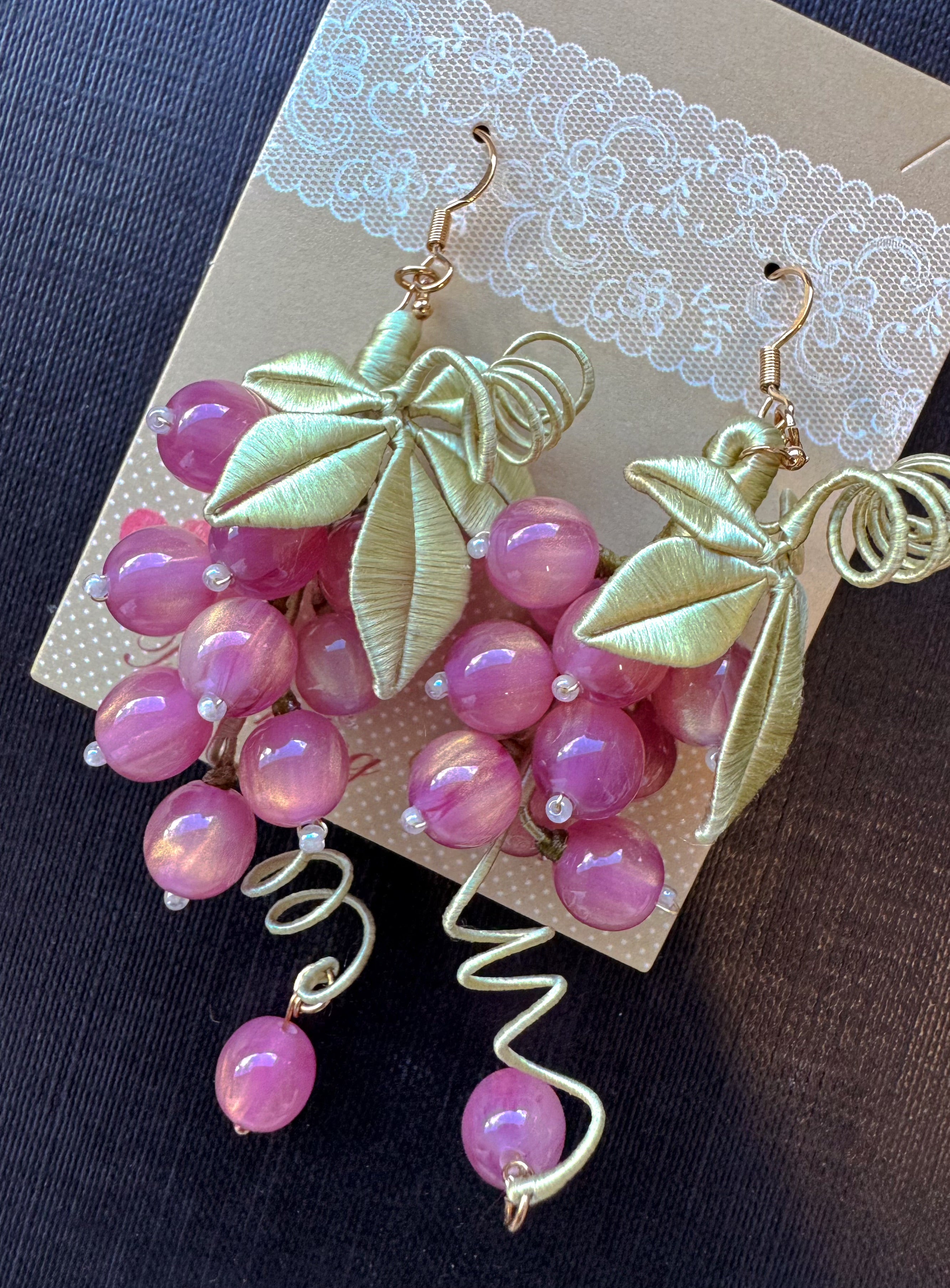 Handmade Grape Earrings,