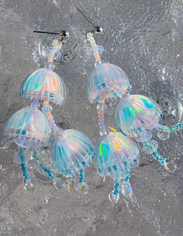 Jellyfish beaded earrings