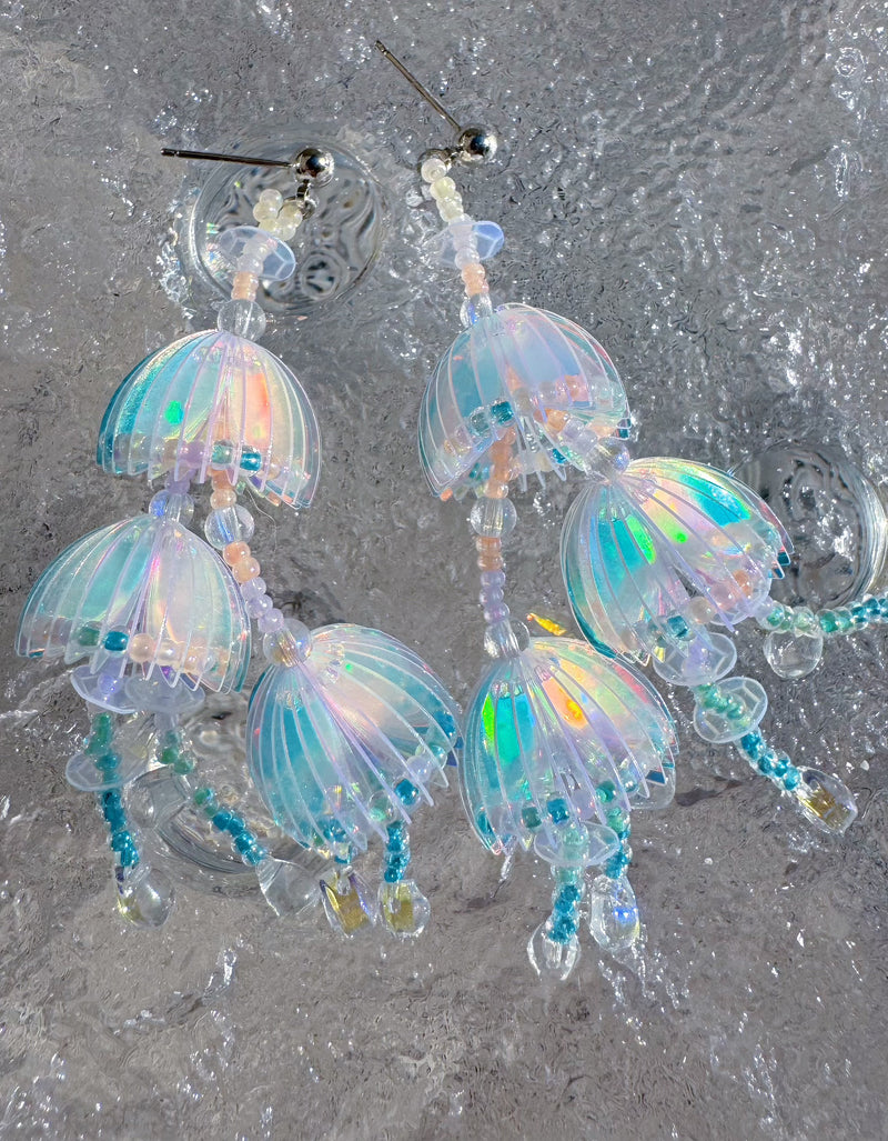 Jellyfish beaded earrings