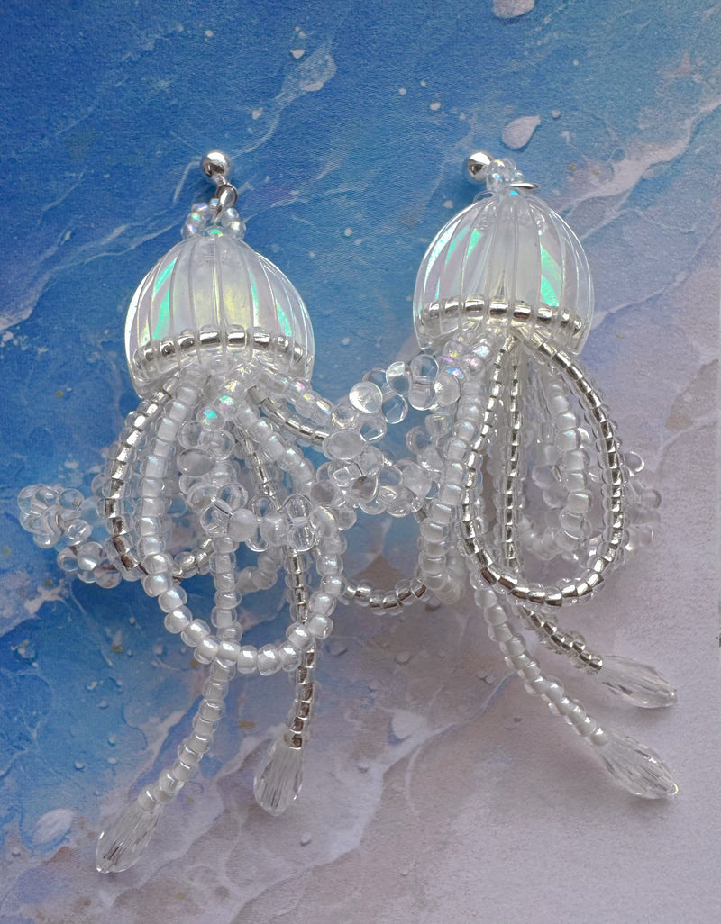 Jellyfish beaded earrings