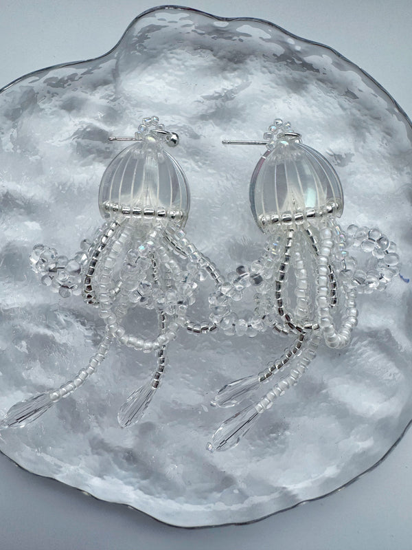 Jellyfish beaded earrings