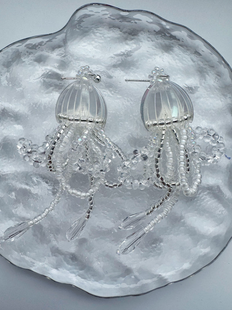 Jellyfish beaded earrings