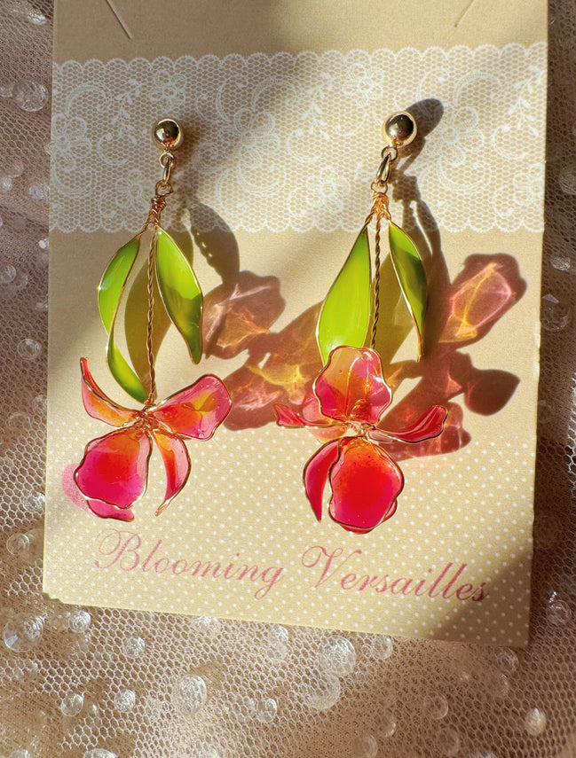 Handmade Iris Flower Earrings