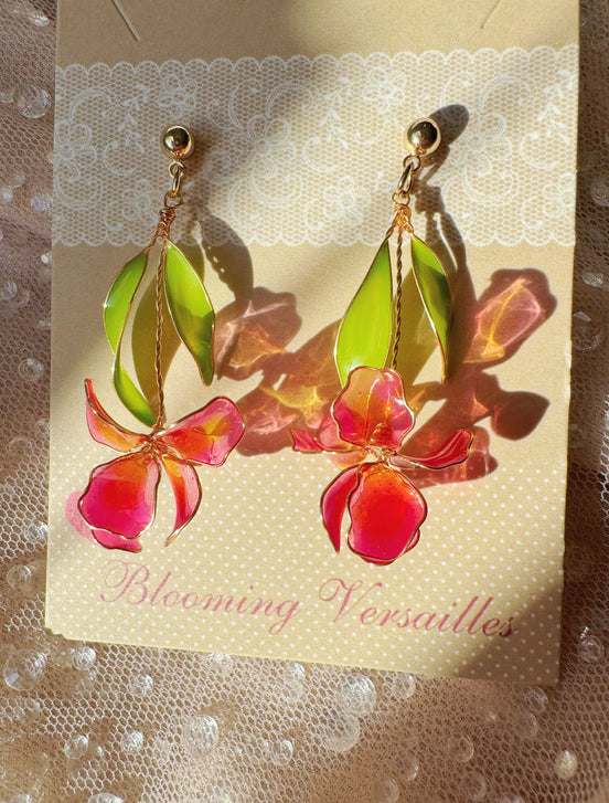 Handmade Iris Flower Earrings
