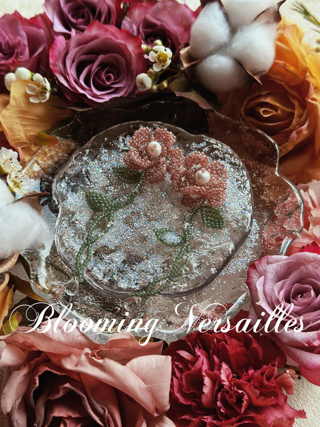 Rose Latte Beaded Earrings