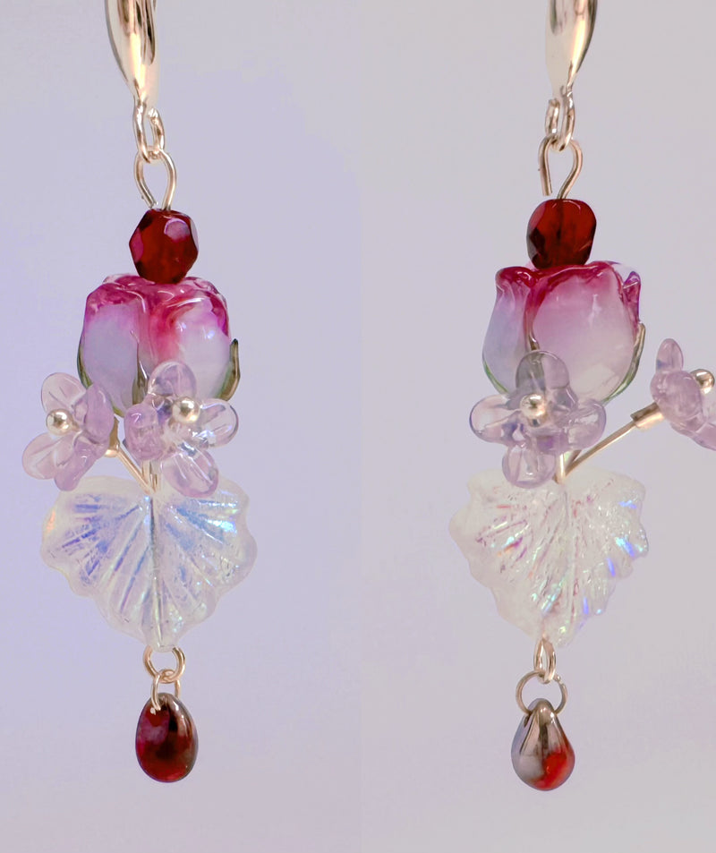 Lampwork Rose beads Earrings