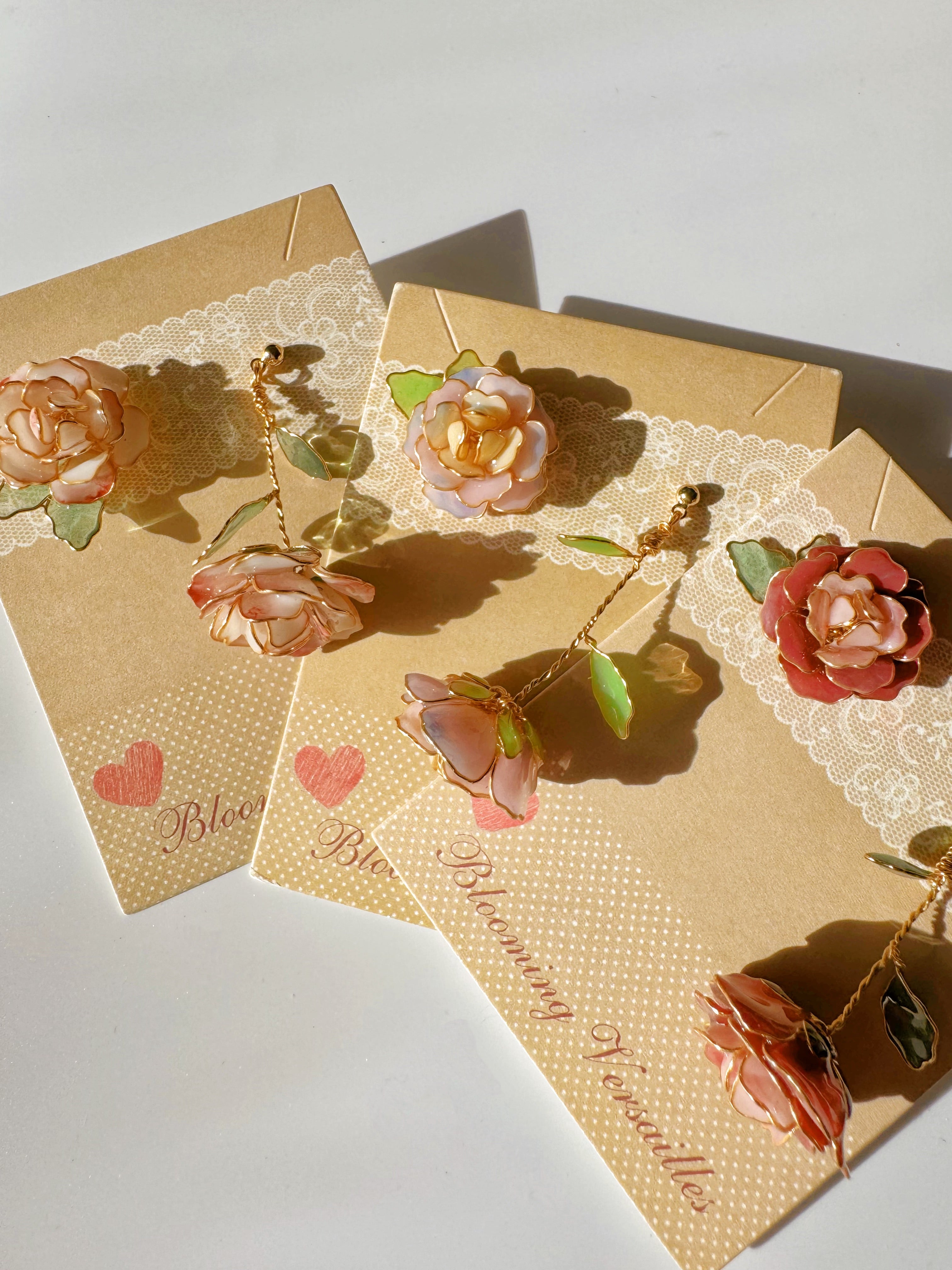 Handmade Paloma Rose Flower Earrings