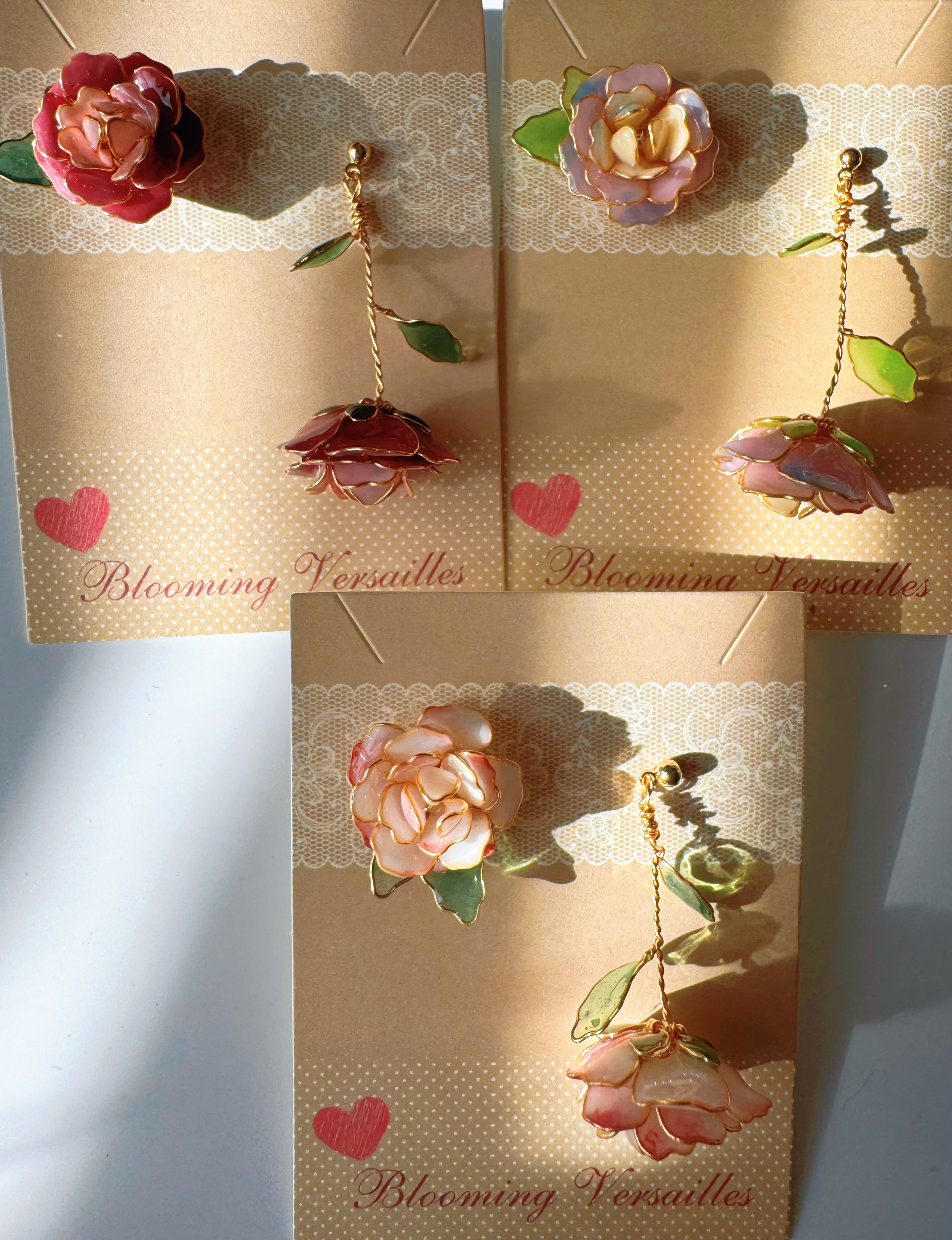 Handmade Paloma Rose Flower Earrings