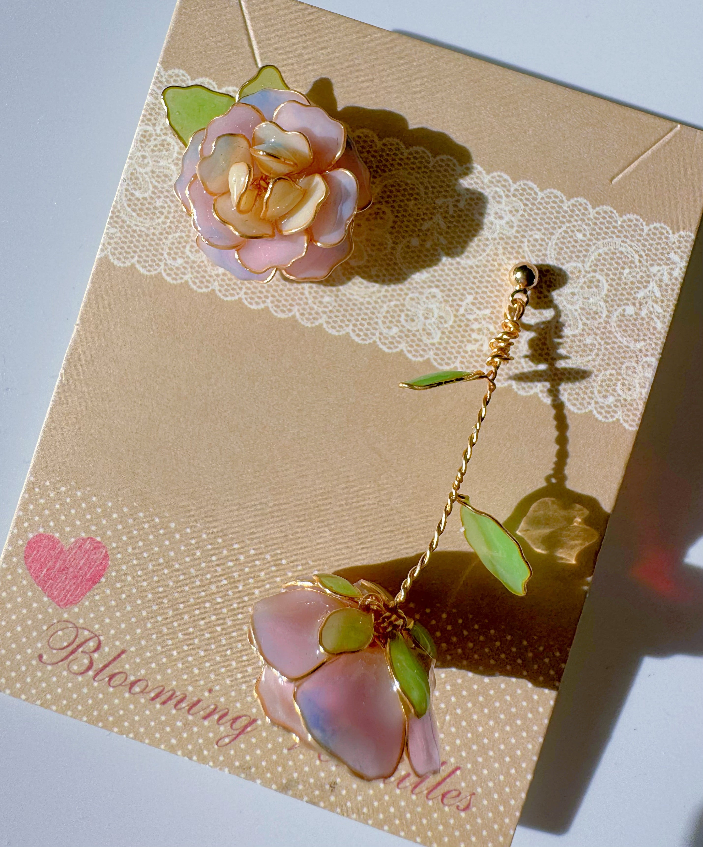 Handmade Paloma Rose Flower Earrings