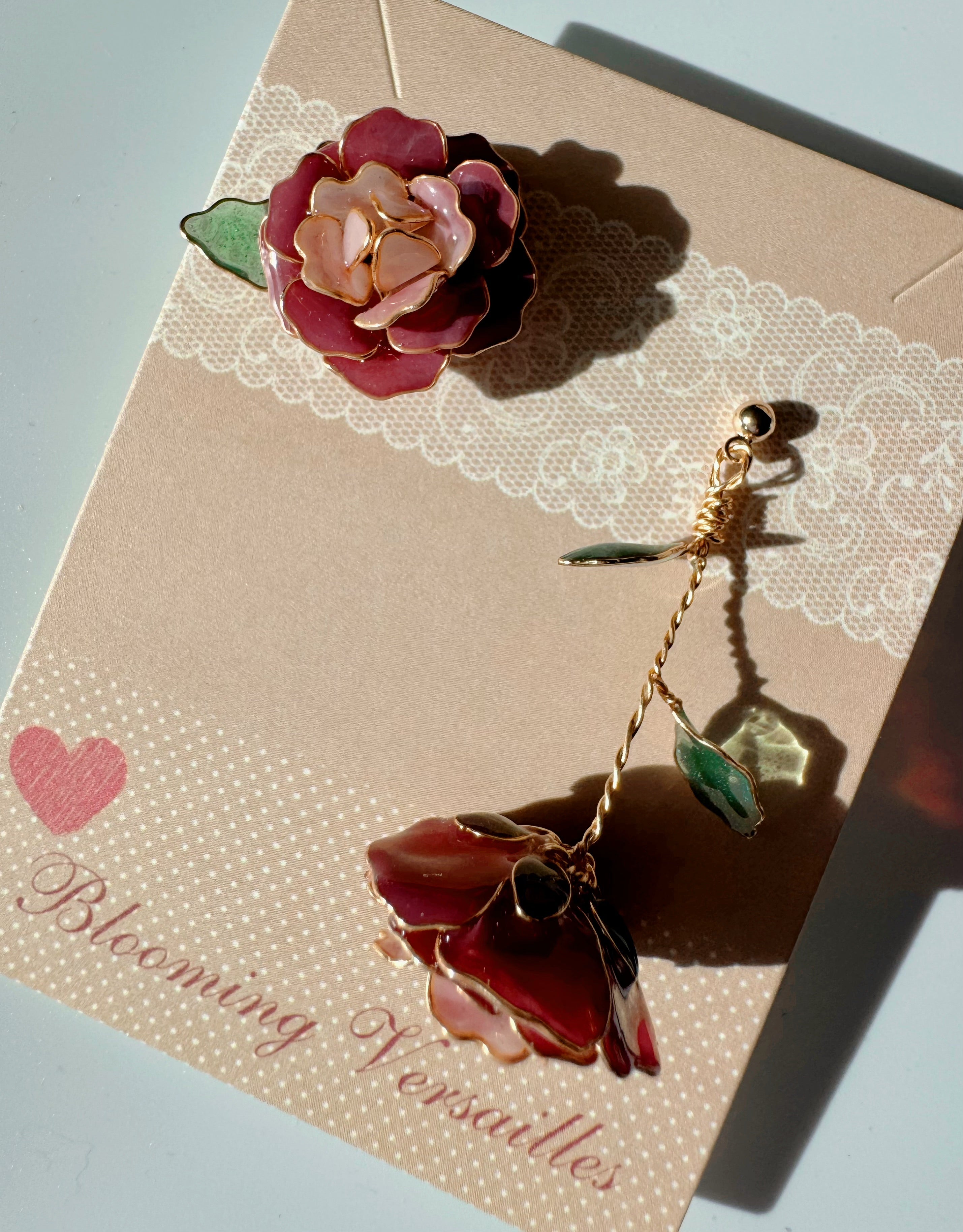 Handmade Paloma Rose Flower Earrings