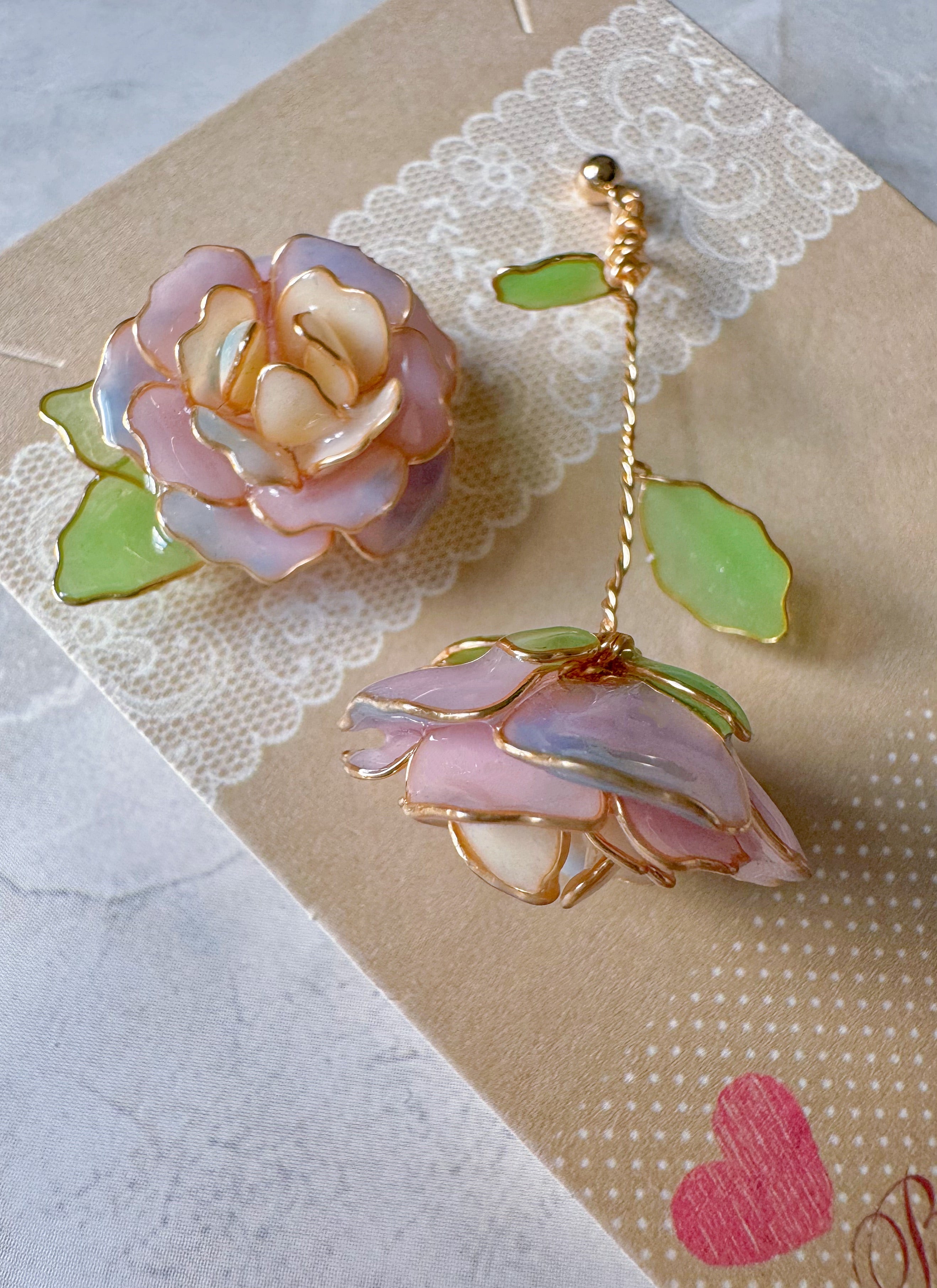 Handmade Paloma Rose Flower Earrings