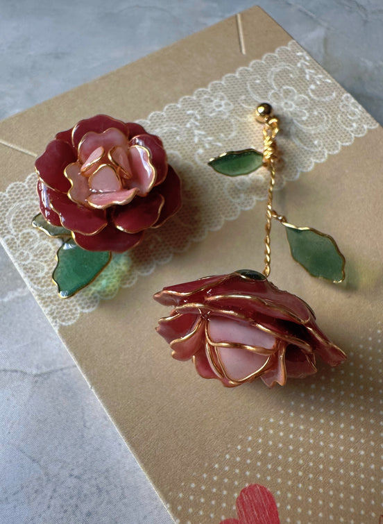Handmade Paloma Rose Flower Earrings
