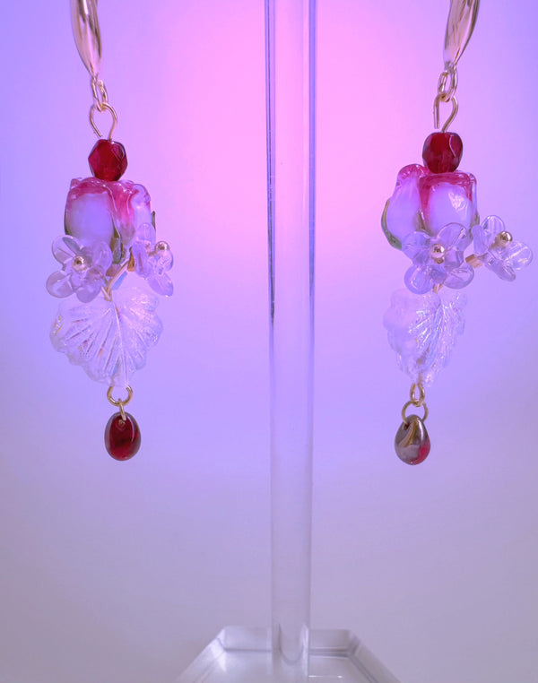 Lampwork Rose beads Earrings