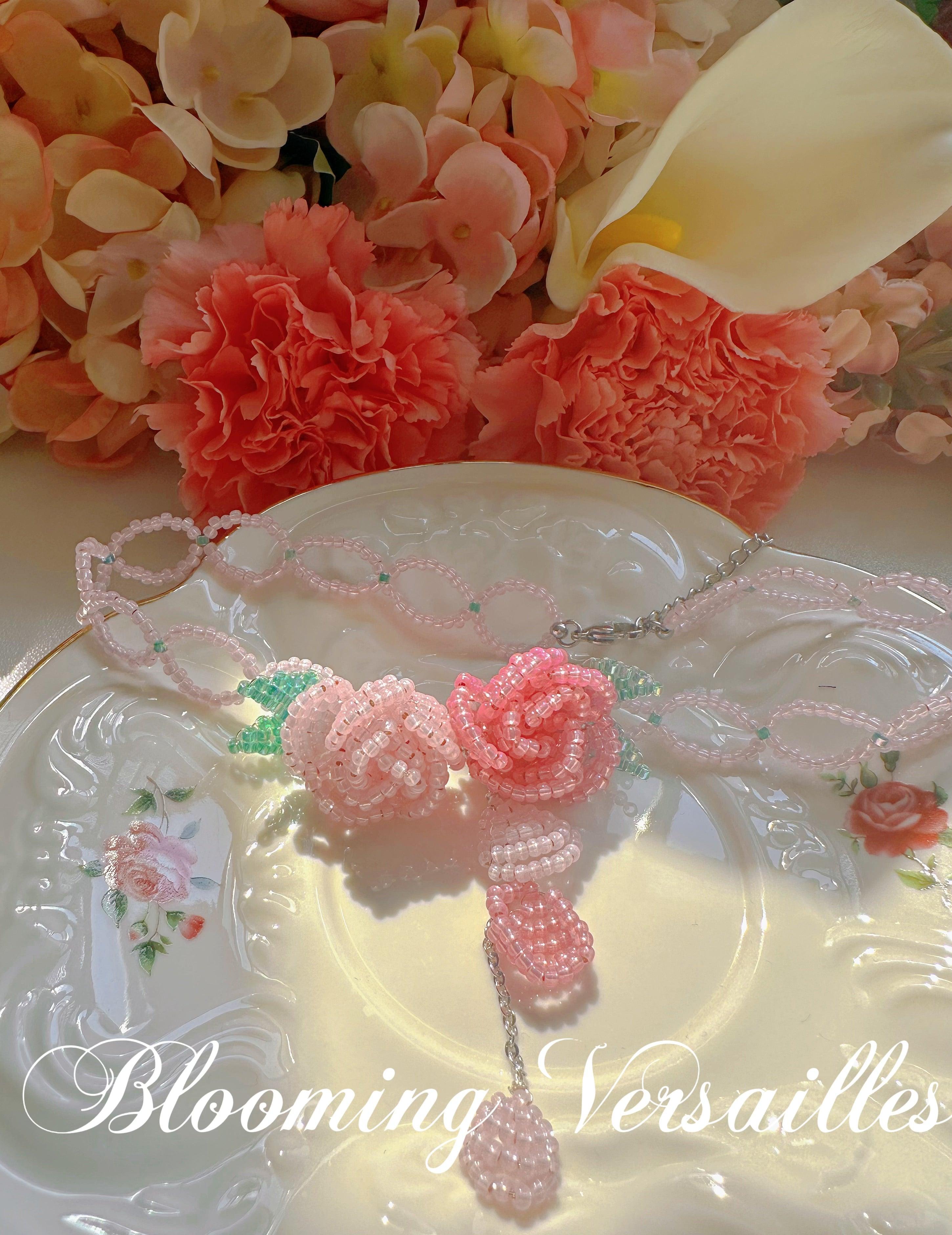 Sleeping Beauty Rose Beaded Choker