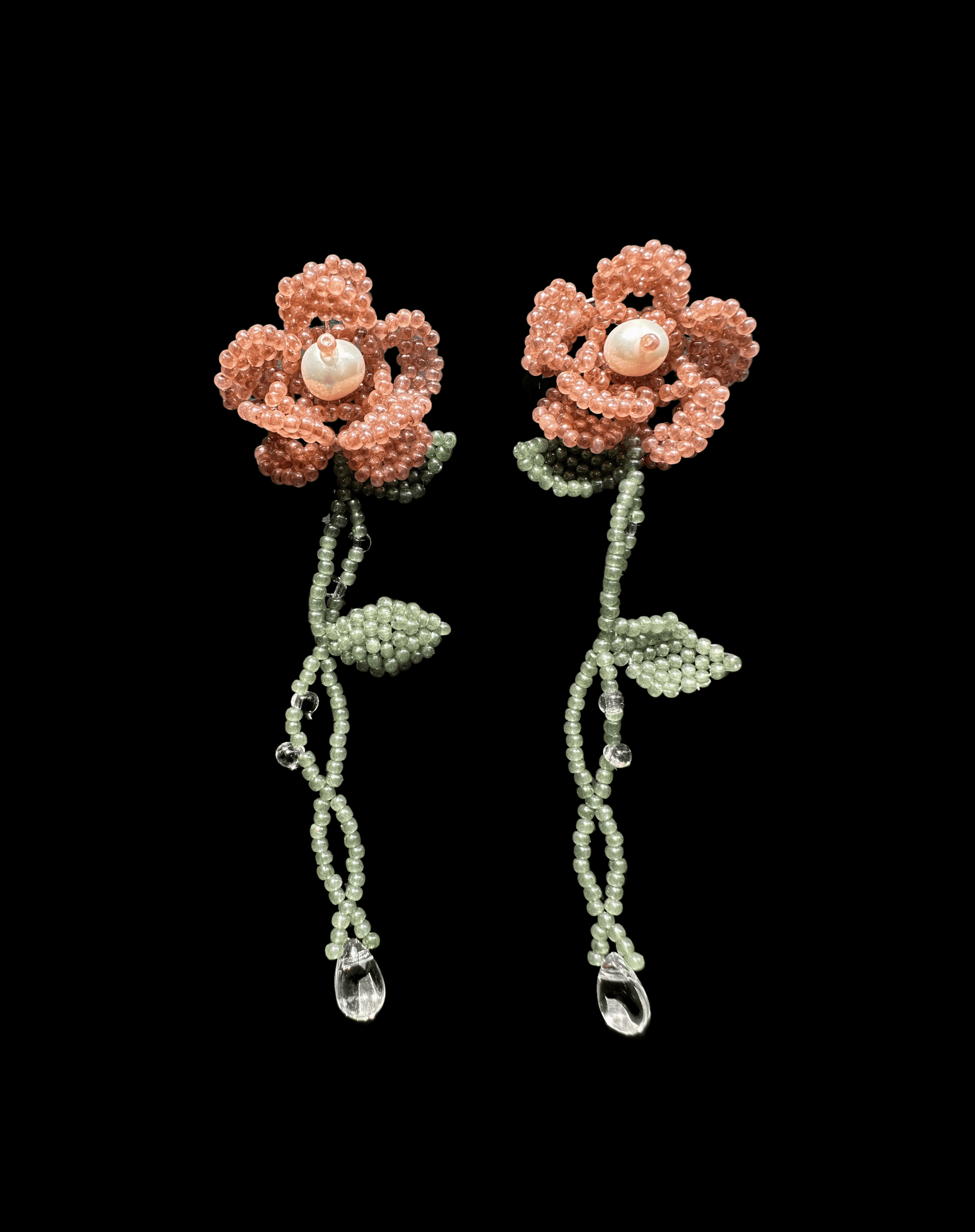 Rose Latte Beaded Earrings
