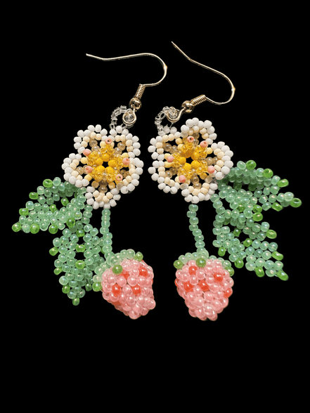 Blush Strawberry Beaded Earrings