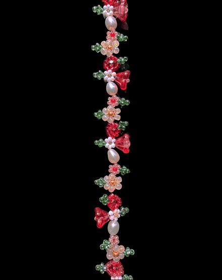 Ruby Serenada Flower Beaded Bracelet