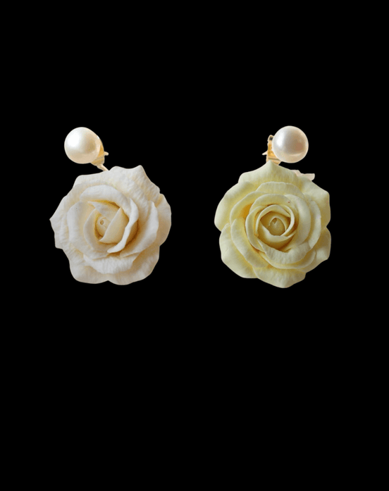 Handmade Clay Rose Earrings