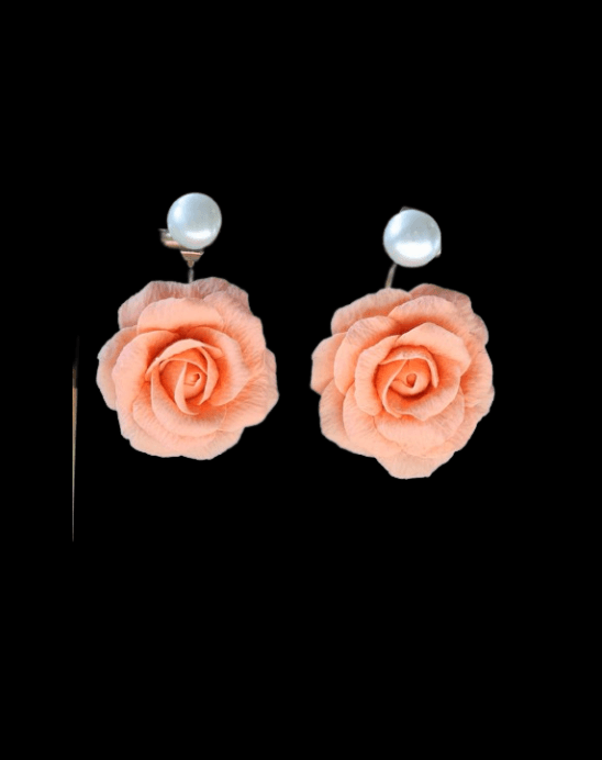 Handmade Clay Rose Earrings
