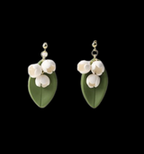 White Clay Lily of the Vally Flower Earrings