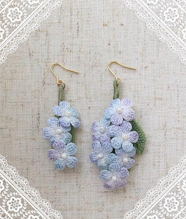 Micro Crochet Hydrangea Earrings