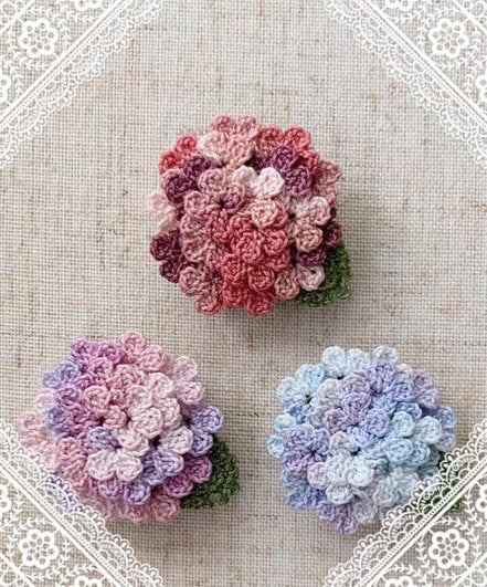 Micro Crochet Hydrangea Brooch