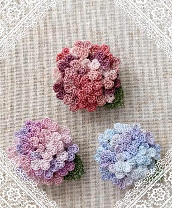 Micro Crochet Hydrangea Brooch