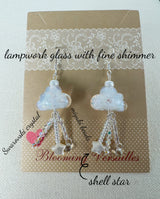 Shimmering cloud lampwork glass beads earrings