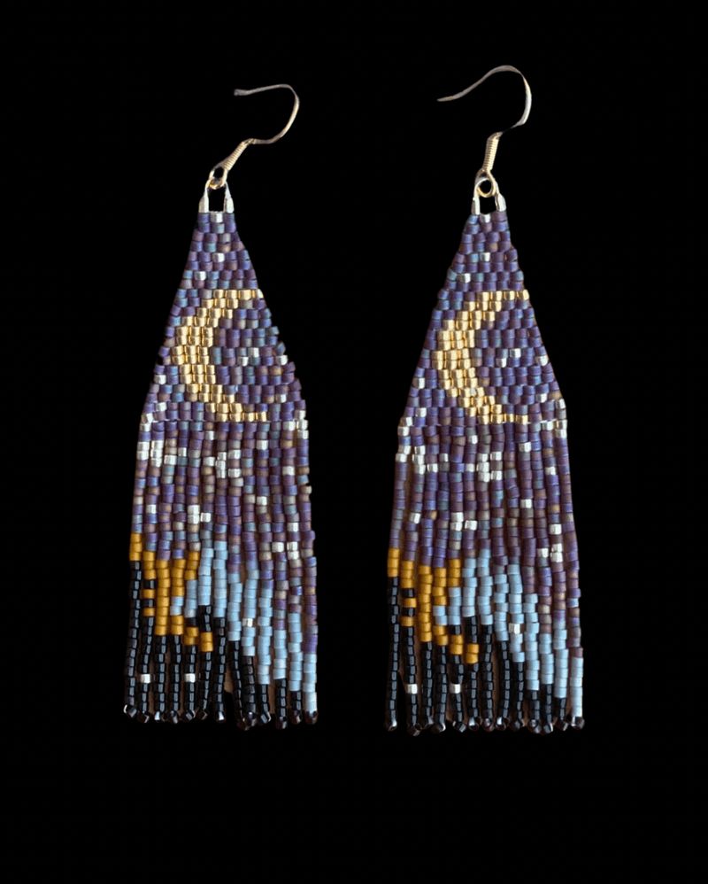 STARRY NIGHT BEADED FRINGE EARRINGS