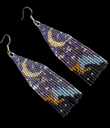 STARRY NIGHT BEADED FRINGE EARRINGS