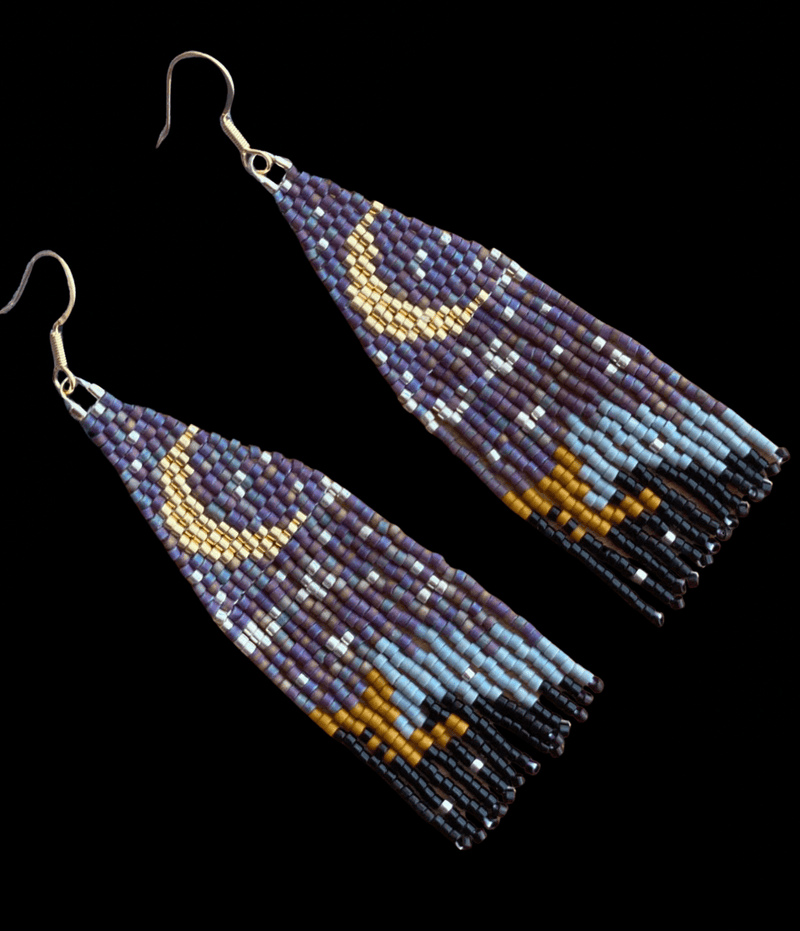 STARRY NIGHT BEADED FRINGE EARRINGS